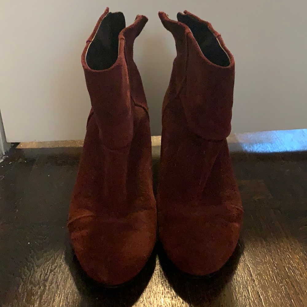 Burgundy suede booties from Rag & Bone